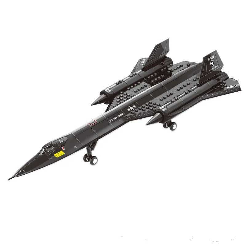 Military SR71 Blackbird reconnaissance aircraft space building blocks small particle puzzle assembly toy J251022