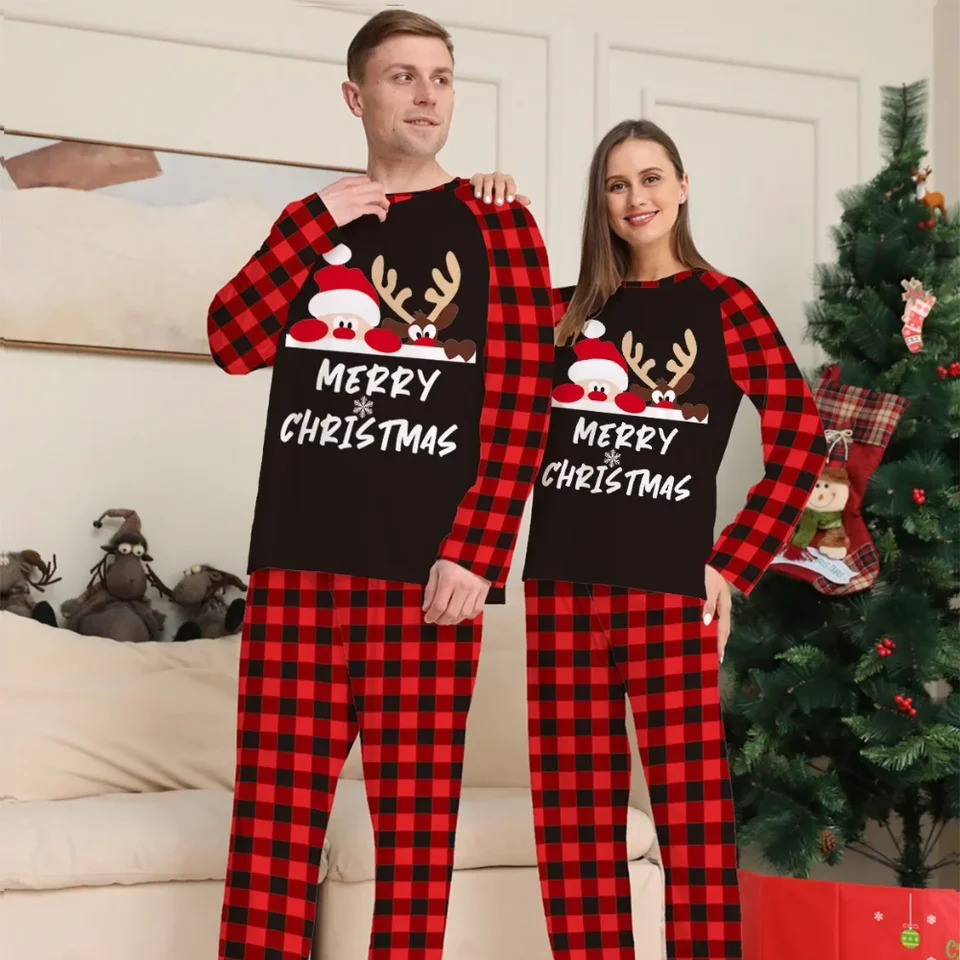 Christmas Pajamas Family Look Outfits Santa Claus Print Underwear Women Matching Clothes Set Casual Loose Sleep Men Clothing 251020