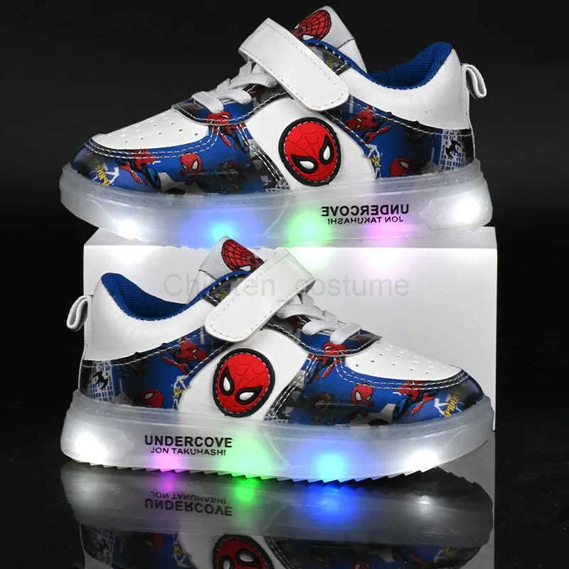 Disney Led Light Shoes for Kids Fashion Cartoon Spiderman Boys Sneakers Girls Casual Shoes Breathable Kids Sport Shoes H251022