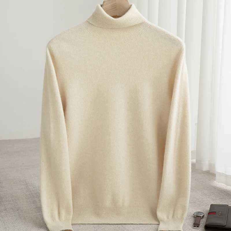 Men 100 Merino Wool Sweater Turtleneck Knitted Pullover Cashmere Warm Solid Color Clothes Business Bottoming Tops Autumn WinterXJ251022