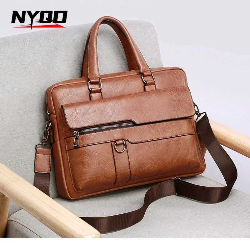 High Quality Business PU Leather Shoulder Messenger Bags Men 14 Inch Laptop Bag Men Briefcase Bag Office Handbag W251022