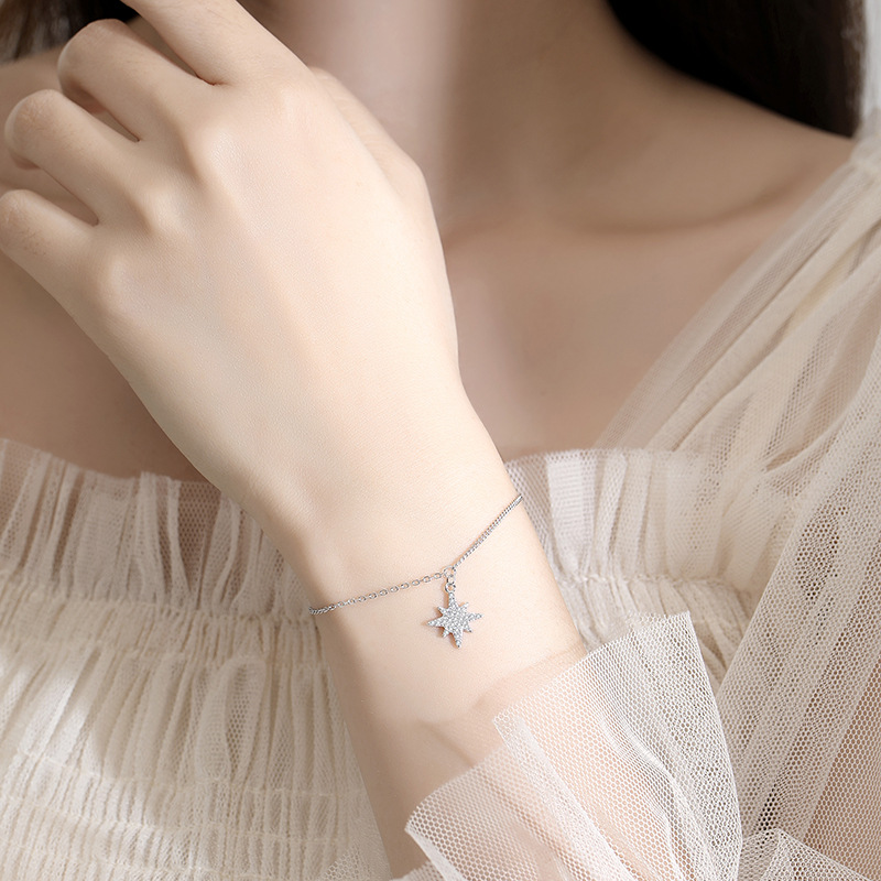 TaiYang New S925 Sterling Silver Eight-pointed Star Bracelet for Women Whit Shiny CZ Zircon Bracelet Premium Jewelry Wholesale