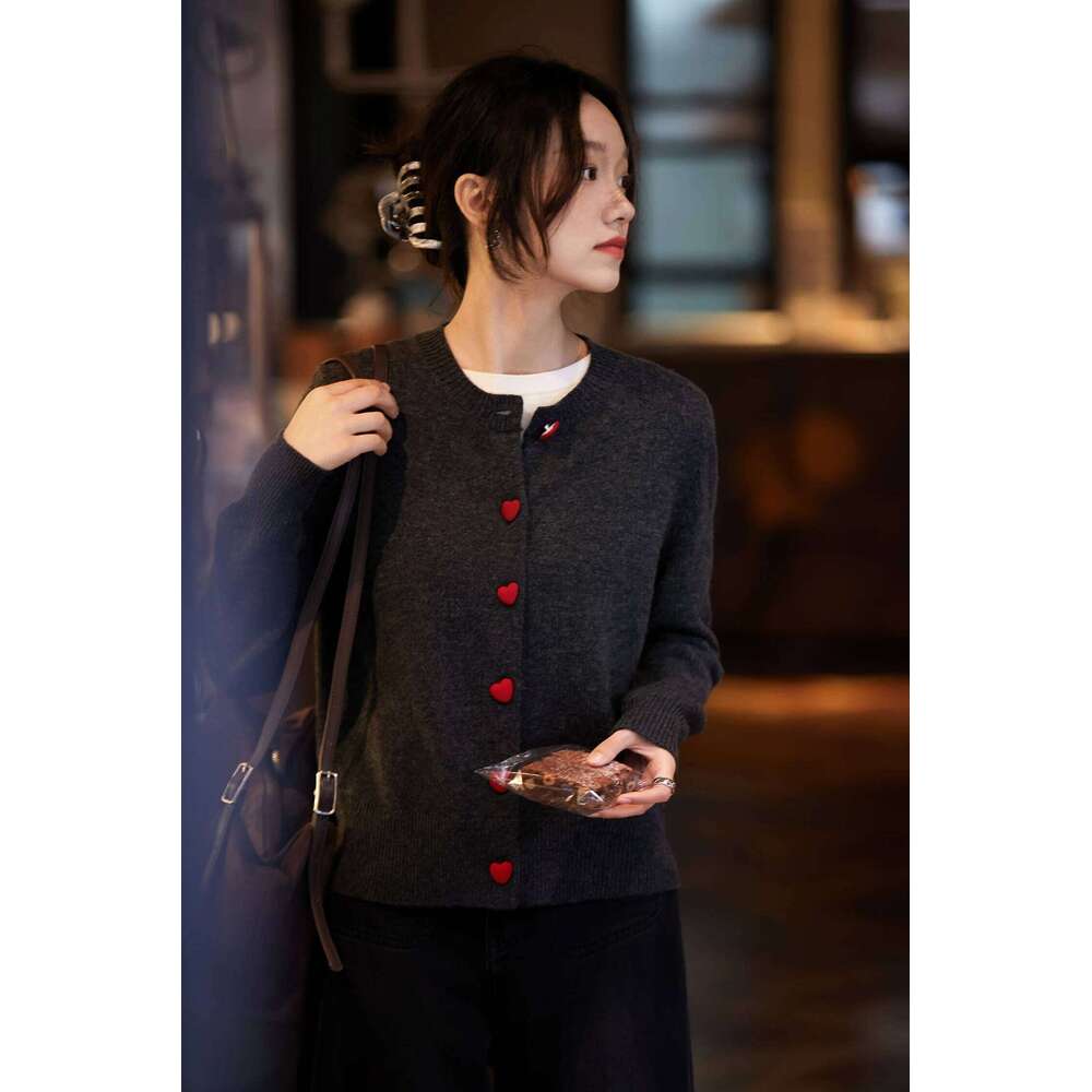 Love At First Sight, Homemade Italian Craft Organic Wool Cashmere Sweater Soft Knit Cardigan 251022