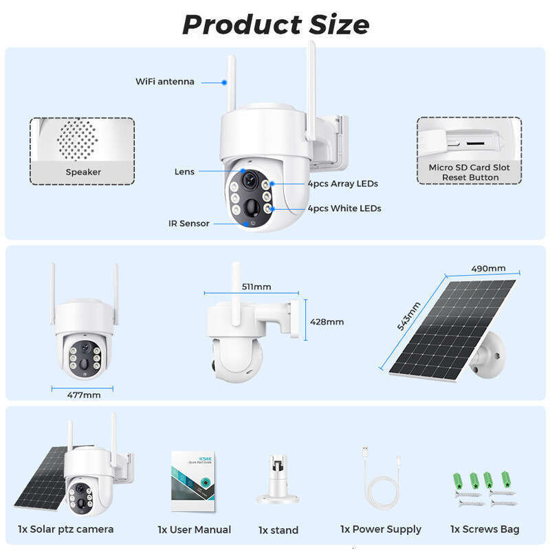 icsee Solar Outdoor WiFi Home HD Wireless Camera Network Remote 4G Monitor