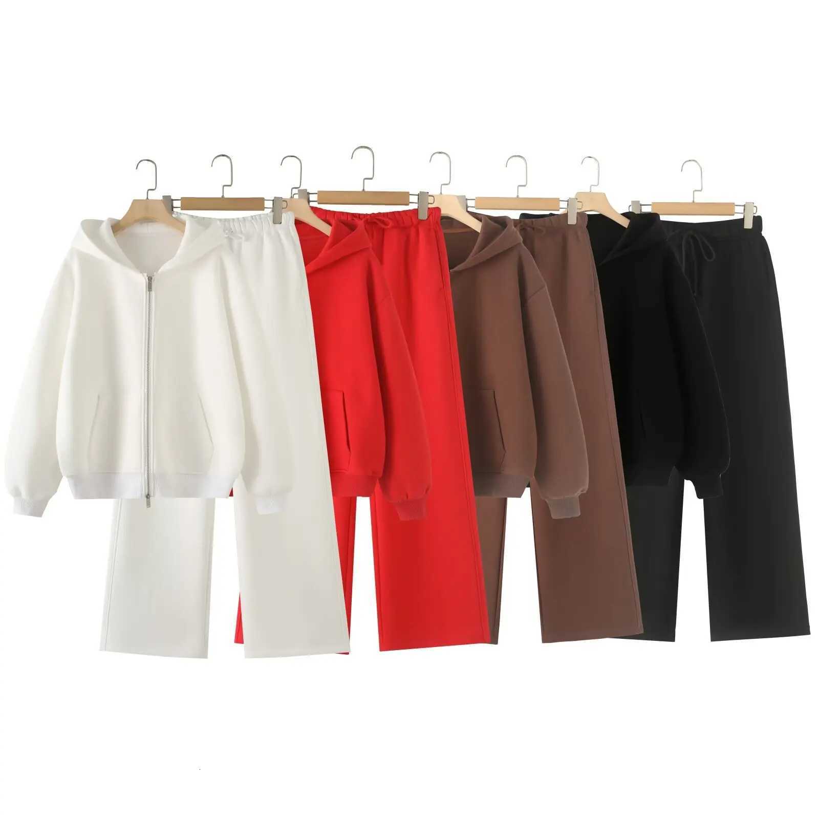 Cotton Zipper Cardigan Sets To Woman 2024 Tracksuit Suits Baggy Pants Sportswear Women Sweater 2 Piece Set Women OutfitsT251022