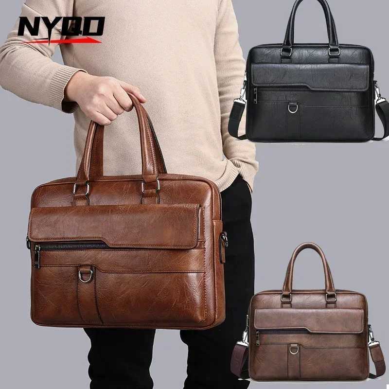 High Quality Business PU Leather Shoulder Messenger Bags Men 14 Inch Laptop Bag Men Briefcase Bag Office Handbag W251022