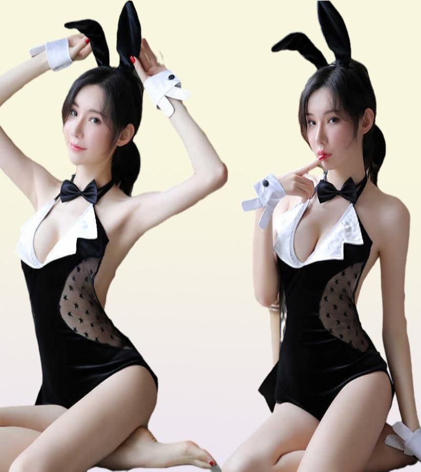 Erotic Sexy Cosplay Lingerie Anime Roleplay Costume for Women Girls Cute Kawaii Bunny Girl Suit Naughty Velvet Stripper Outfit Y097439540