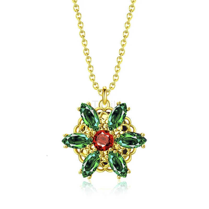 Valily Anastasia NecklaceTogether In Paris Emerald Stone Flower Necklace Lost Princess Inspired Pendant Necklace for Women U251022