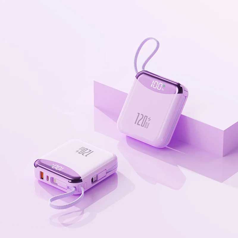 Portable Power Bank 120W Fast Charging Spare Battery 20000mAh Builtin 2 Cables for IPhone 13 14 15 16 J251114