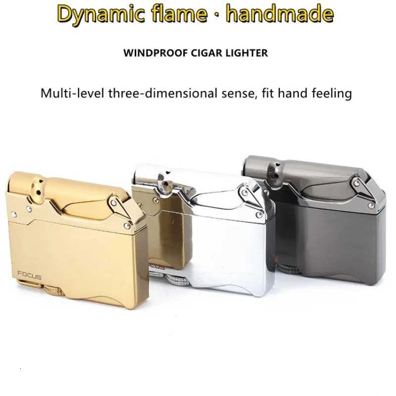 New Windproof Torch Jet Lighter Metal Creative Ignition Gas Turbine Lighter Butane Lighter Cigarette Accessories MenS Gadgets C251022