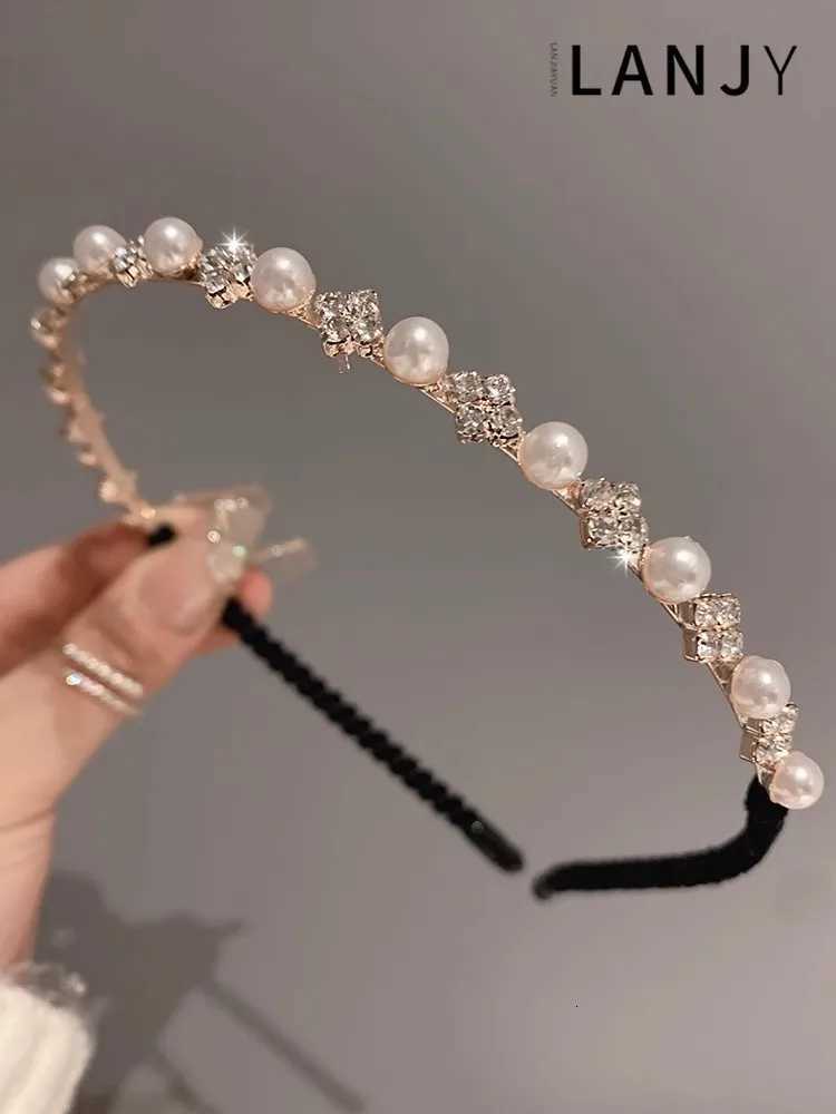 Retro pearl rhinestone fine edged hair bands accessories headband for women fashionable versatile for outdoor use womens band V251022