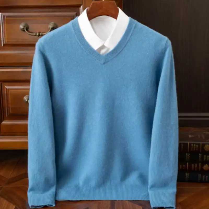 Mens Wool Warm Pullovers Sweater VNeck Knit Winter Fit Tops Male Cashmere Knitwear Jumpers Bottoming Shirt Plus Size 3XLXJ251022