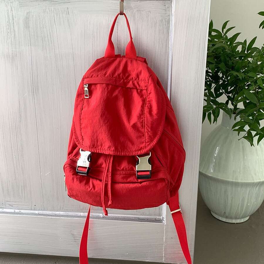 New Nylon Women, High-End Niche Design With Snap Closure, Commuter School Bag, Casual Small Backpack For College Students B5