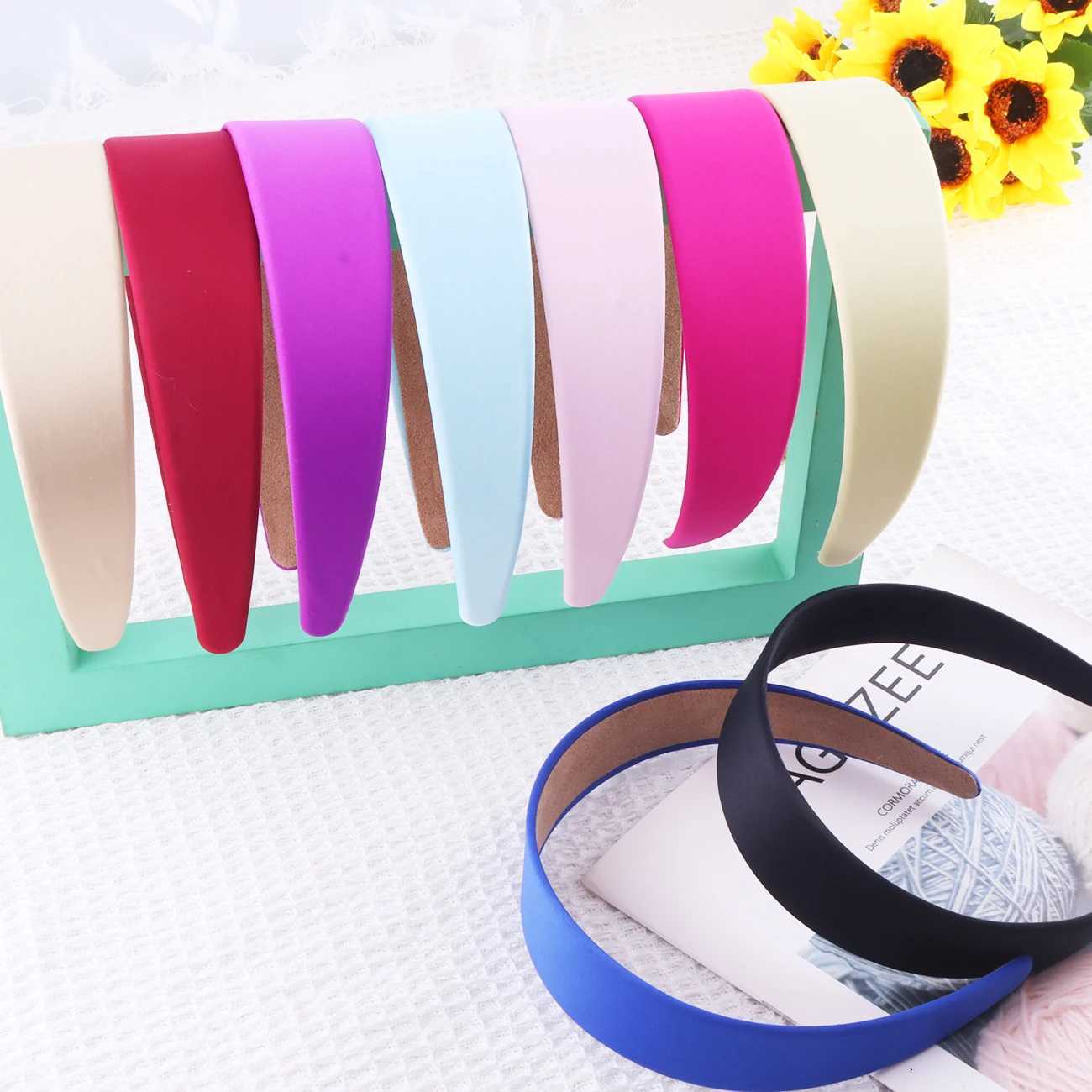 Satin Headbands 15in Plain Headband Nonslip Hair Headband Colorful DIY Wide Headbands for Women and Girls Hairbands V251022