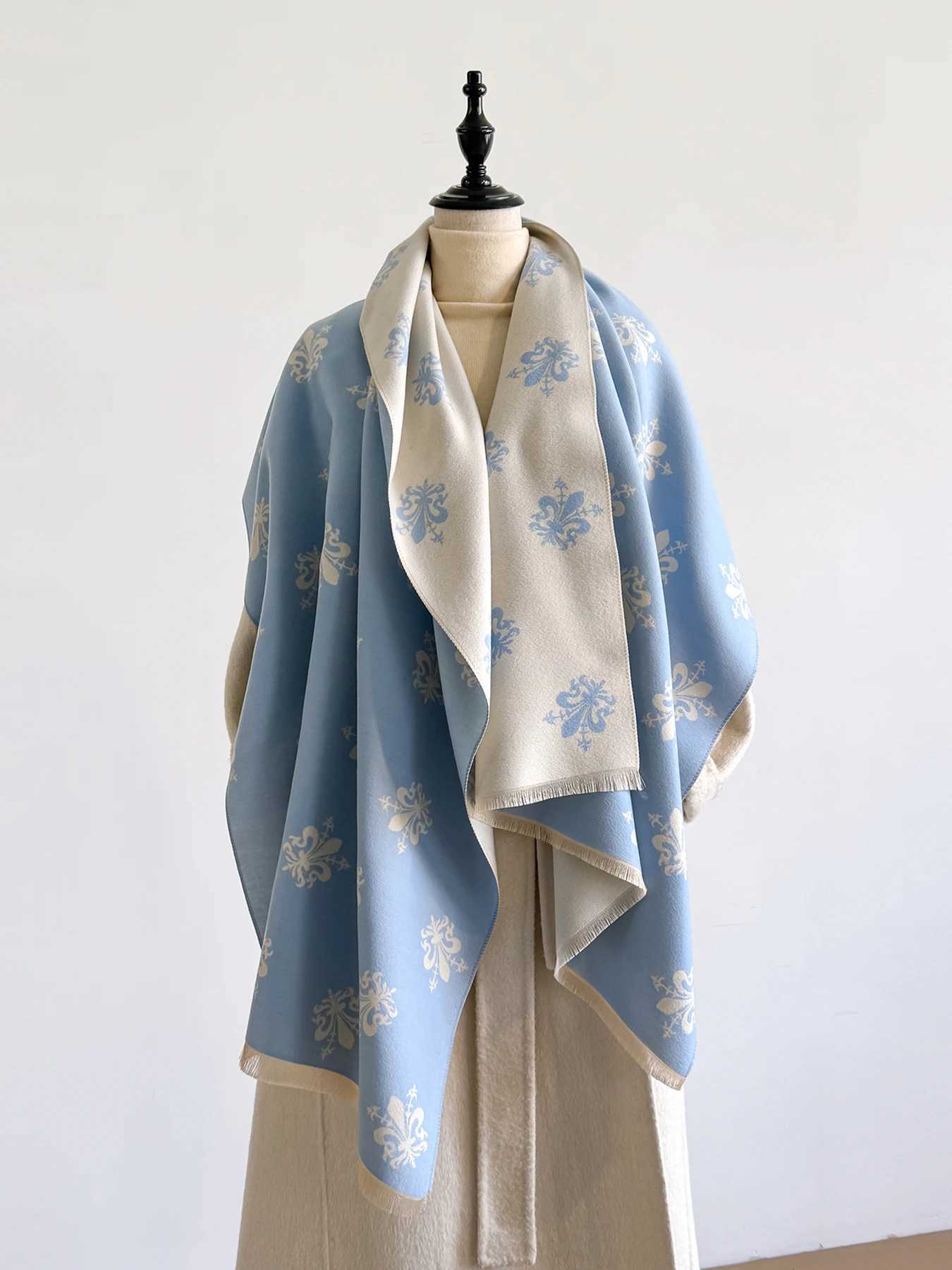 New Winter Elegance Womens Pattern Scarf Thick Faux TwoSided Shawls Cozy Warm Foulard Female Blanket Wraps J251129