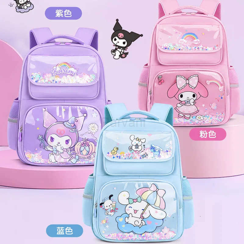Sanrio Pupil Schoolbag Backpack Lightweight Student Large Capacity Childrens Cute Bags Cinnamoroll Kuromi My Melody Child L251022