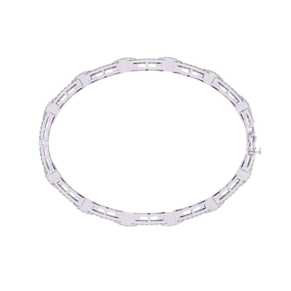 Women's Appearance Moissanite Bracelet with Rhinestone Rectangular Link Pearl Style Statement Chain Jewelry, Suitable for Daily Wear