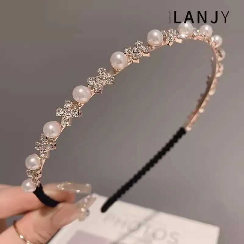 Retro pearl rhinestone fine edged hair bands accessories headband for women fashionable versatile for outdoor use womens band V251022