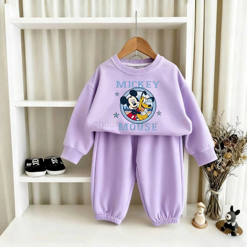 Disney 2025 Baby Loungewear Mickey Mouse Toddler Sweatshirts Suits Lovely Sets For Young Children Wear Leisure Costume TopsPant H251022