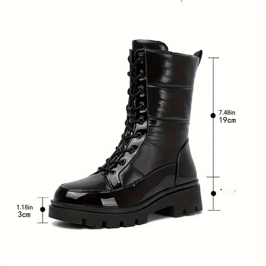 Women's Winter Snow - Non-Slip, Thickened Warm Outdoor Shoes With Lace-Up Design, Black, Perfect For Cold Weather Activities, Snowboarding Boots