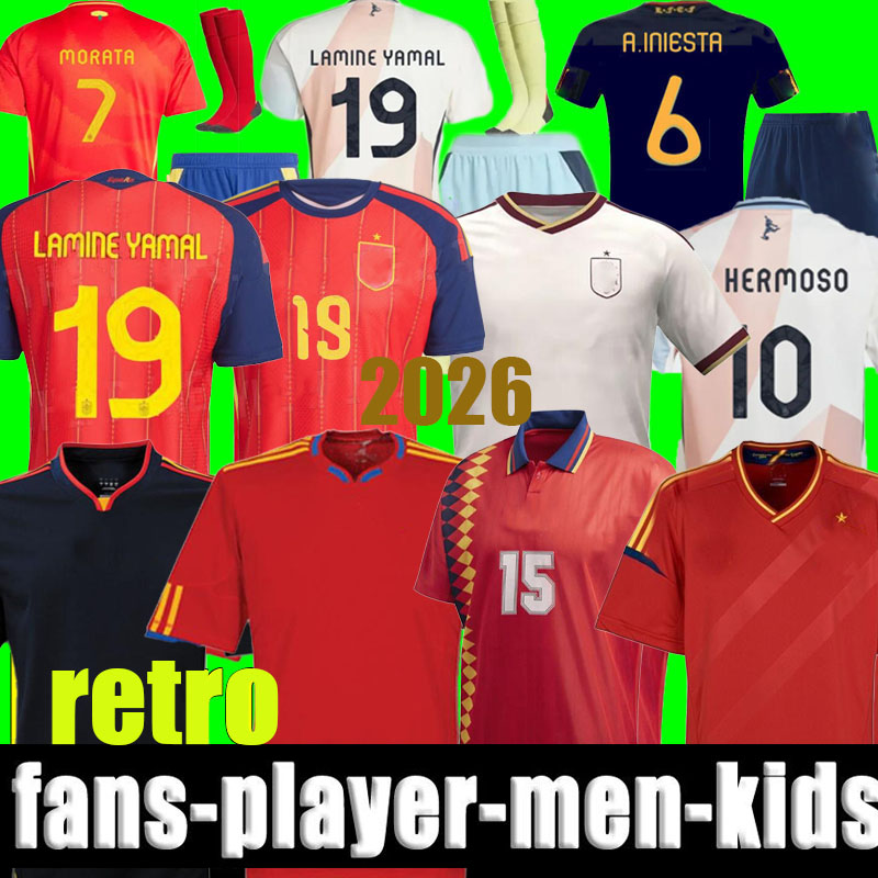 2025 2026 Spains soccer jerseys men kids RAMOS PEDRI LAMINE YAMAL spain retro 1996 1994 2010 RAUL XAVI LUIS ENSRIQUE ALONSO Iniesta PUYOL PIQUE David Villa 08 2012 2002