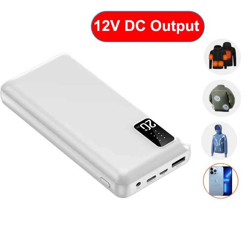 For Mi iPhone Power Bank 20000mAh 12V DC Output Portable Charger External Battery Pack for Cooling Fan Heated Vest Jacket J251114