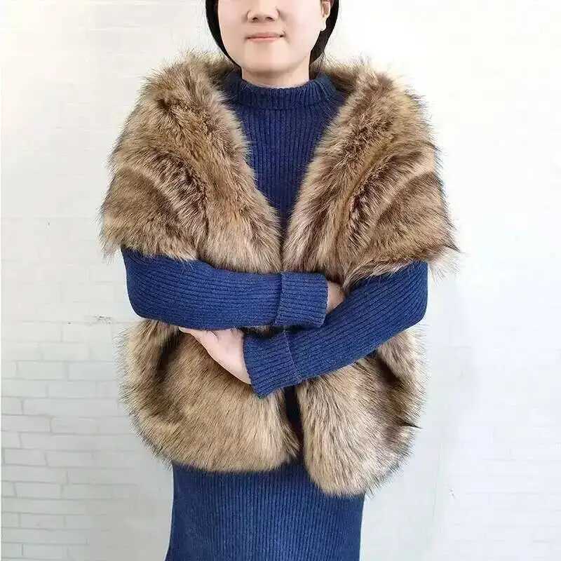 Winter Faux Fur Shawl Large Fluffy Scarf Neck Warmer Women Furry Collar Wedding Bridal Formal Evening Party Shrug Accessories J251118