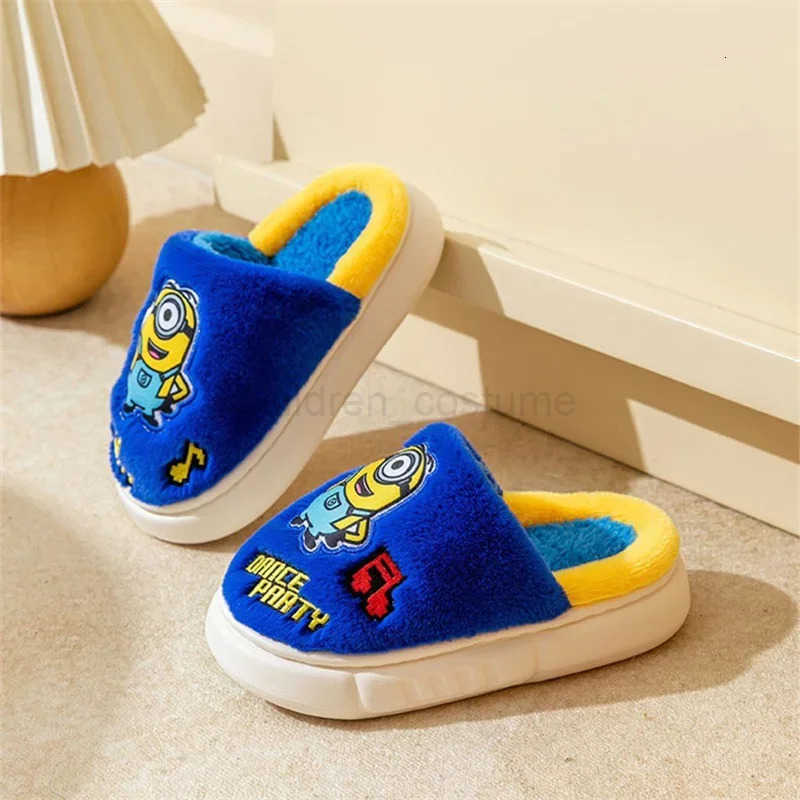 Disney Minions Plush Slipper Cartoon Children Cotton Slippers Anime Figures Cute Home Interior Keep Warm slippers Winter Kid Gift H251022