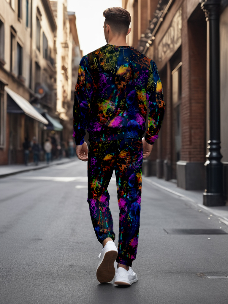 Men's Brown Knitted Cotton Blend Long Sleeve Round Neck Sweatshirt Ankle-Length Casual Comfortable Outdoor Wear T-Shirt - YLWY00178