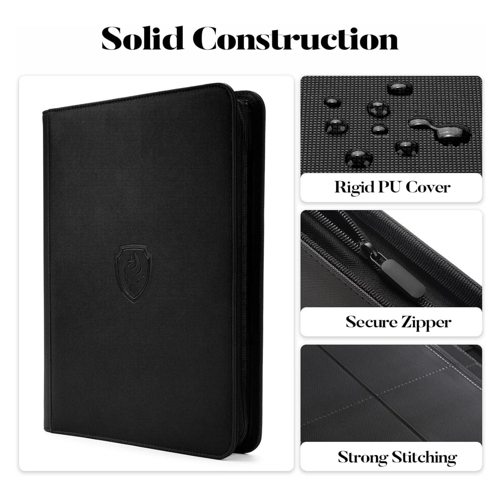 9 Pocket Trading Card Binder PU Cover Zipper Card Collection Album Sturdy 360 SideLoading Card Folder Holder for Game Cards 251023