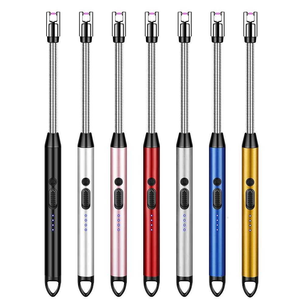 USB Windproof BBQ Lighter 360 Electric Arc Flameless Plasma Ignition Long Kitchen Lighters Gas Lighter for Candle Gas Stove C251022