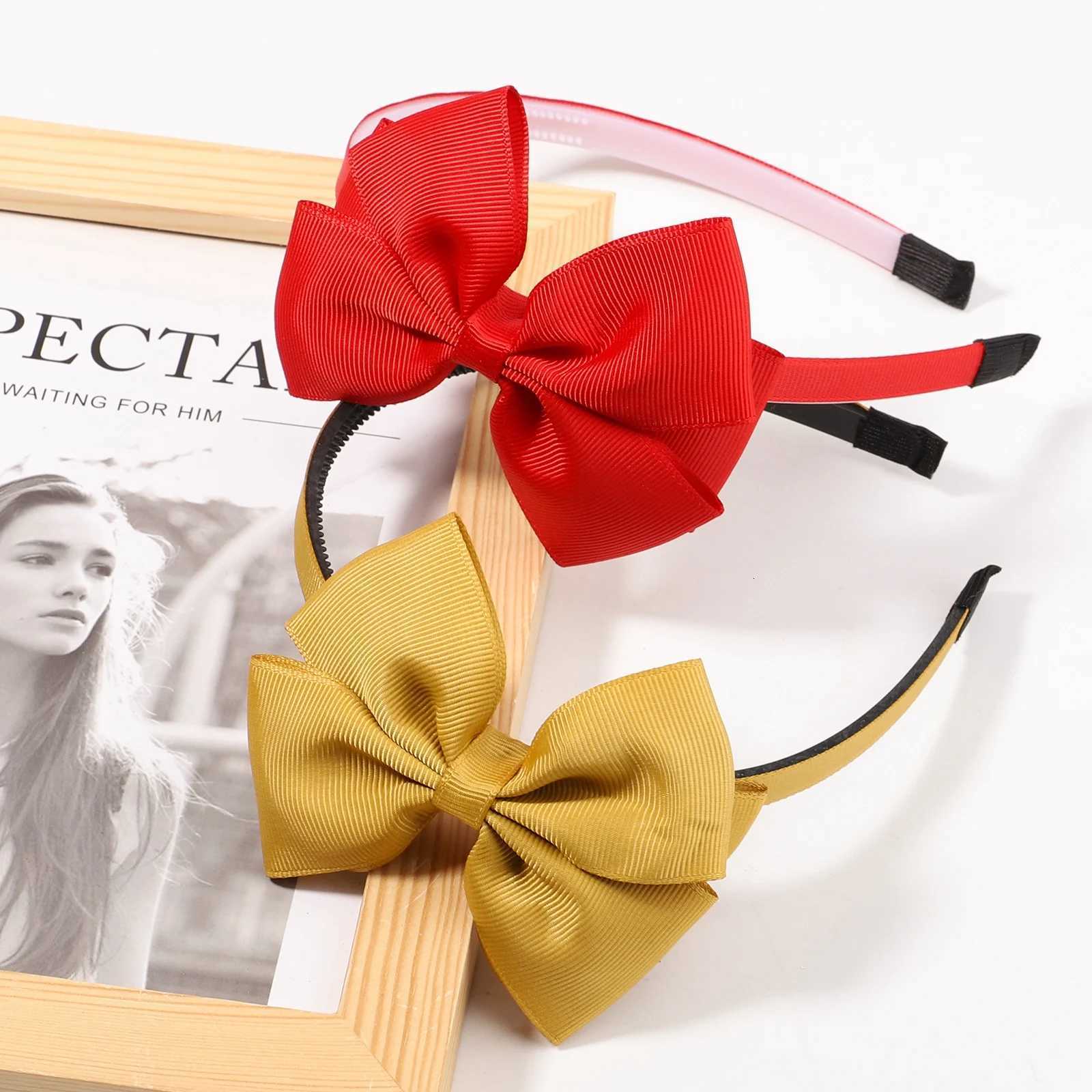 Fashion 1 Pcs Solid Color Large Bow Hairband for Women Korean Retro Headband Girls Vintage Hoop for Hair Bands Hair Accessories V251022