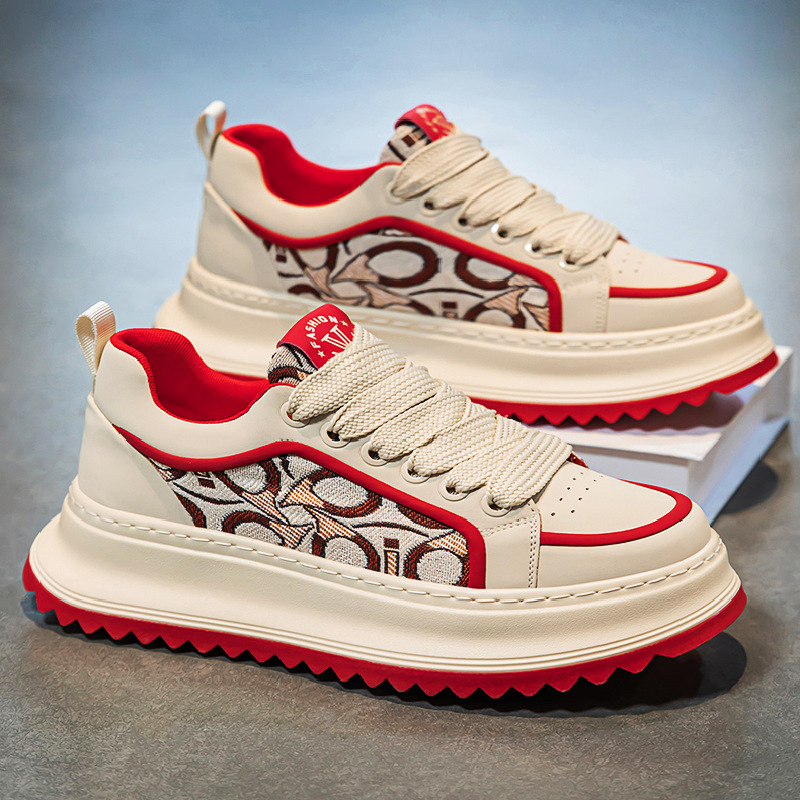 European station men's shoes spring trendy brand high-end and versatile casual board shoes student sports thick soles heightening daddy trendy sh