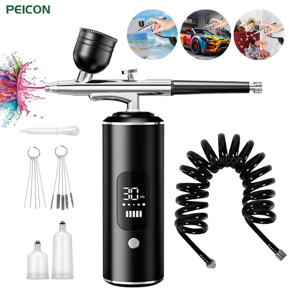 Airbrush with Compressor Handheld Spray Gun for Painting Crafts Mini Spray Gun USB Rechargeable Airbrush Portable Sprayer Gun 251015