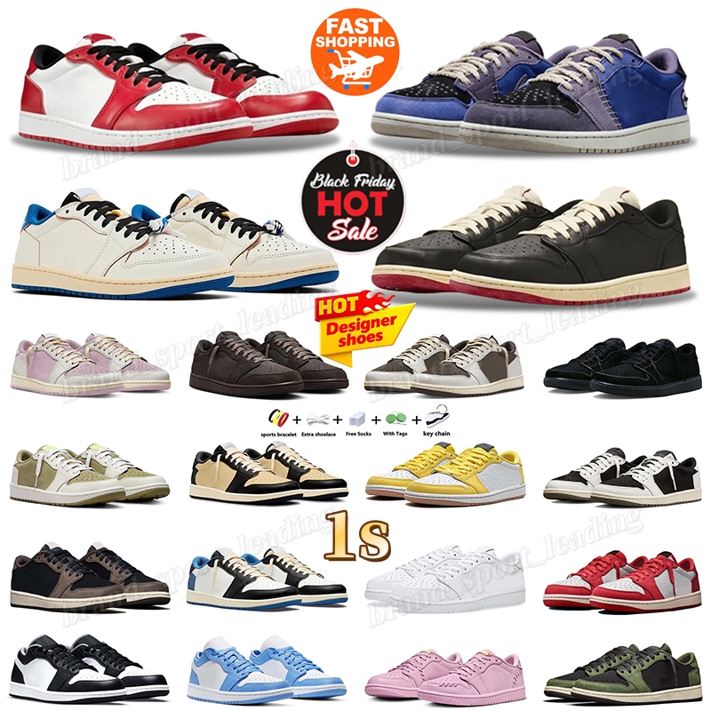 2025 Designer 1s low With Box Sneakers Fragment Voodoo Alternate Black Velvet Brown Gym Red Bred Purple Outdoor Sports Trainers Sneaker Sandals