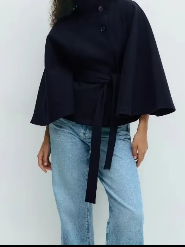 Elegant Womens Coat High Stand Collar Single Breasted Lace Up Solid Female Coats Autumn Fashion Commute Lady Overcoat 251020