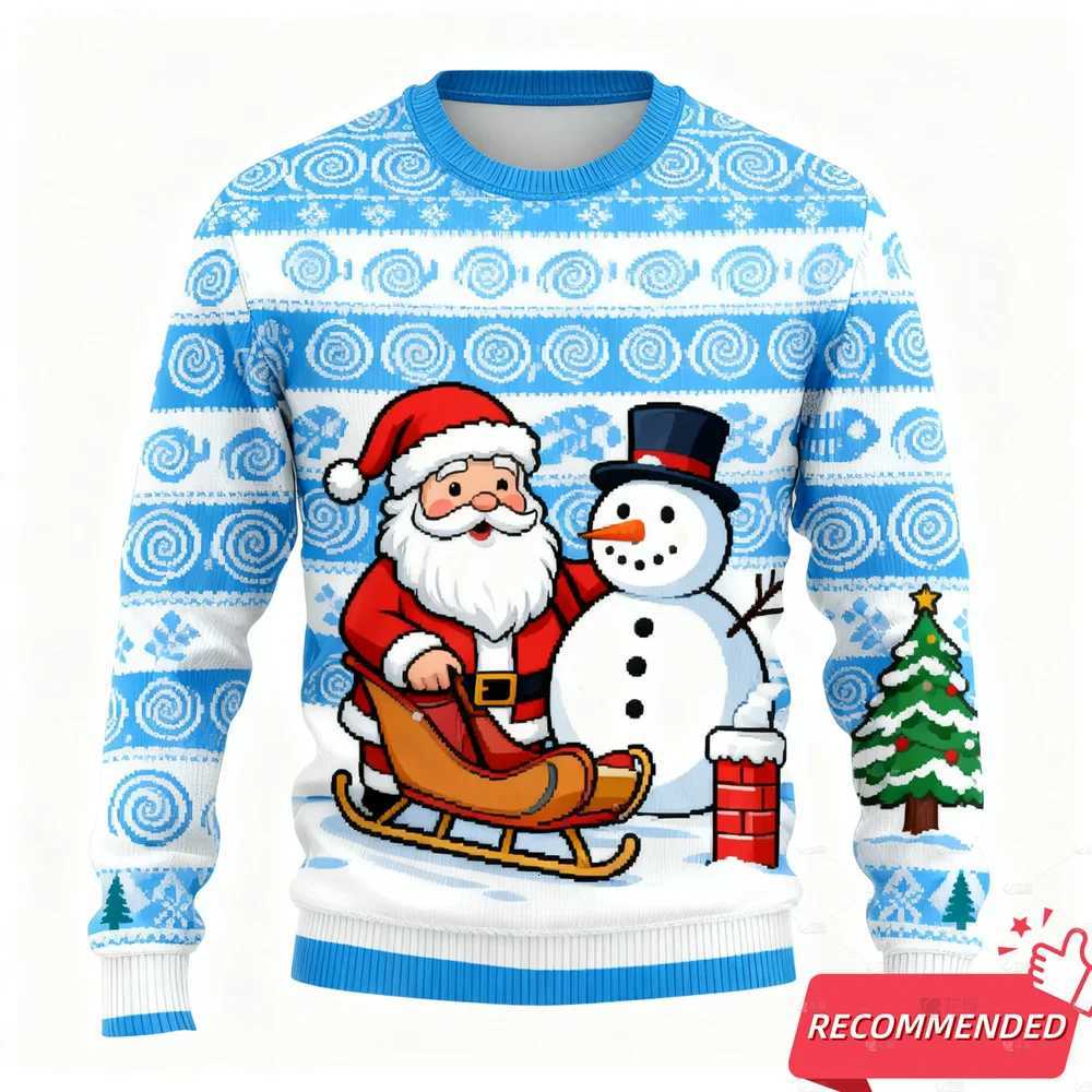 New Funny Snowman Graphic Ugly Christmas Sweater Fashion Gingerbread Man Sweatshirts For Women Clothes Xmas Boy Kids PulloversXJ251022