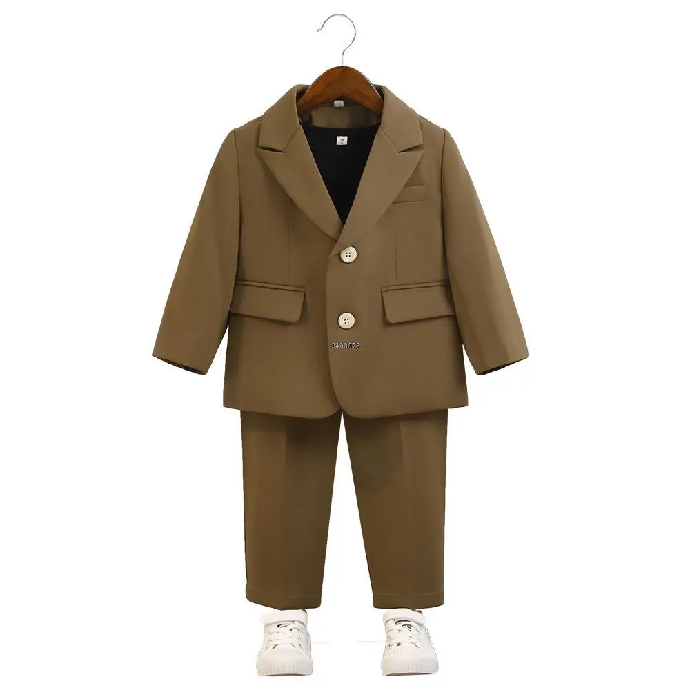 Little Boys Pography Suit Baby Boys Jacket Pants 2PCS Dress Children Formal Wedding Ceremony Costume Kids Performance Blazer 251021