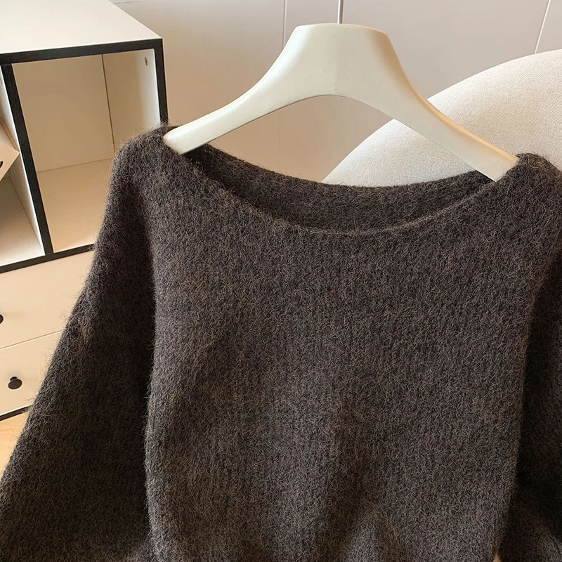 MEXZT Faux Fur Patchwork Sweater Women Korean Fashion Long Sleeve Knitted Pullovers Winter Elegant Knitwear Ladies Loose Jumpers 251016