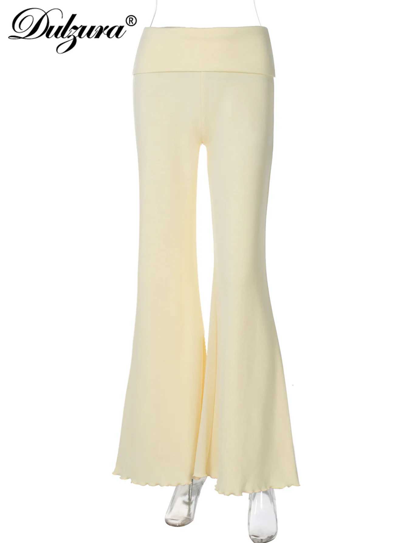 Dulzura Autumn Fashion Casual High Waist Ruffles Flare Long Pants WomenS Solid Versatile Clothes Party Club Street Style OutfitT251022