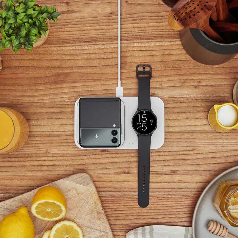 15W Wireless Charger Duo with Travel AdapterFor Galaxy S23S21S10S9S8Note20Smart Watch37 Airpods3 Qi EPP5400 J251114