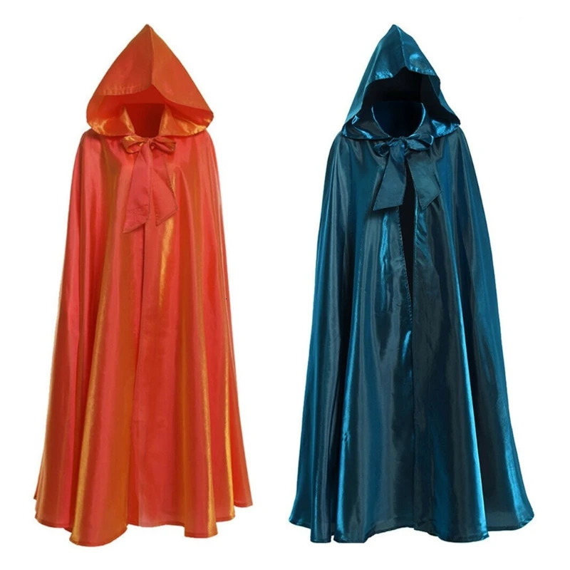 Halloween Party Costume Women Men Adult Long Robe Hooded Cloak Witchcraft Christmas Holiday Solid Color Medieval Cape 251016