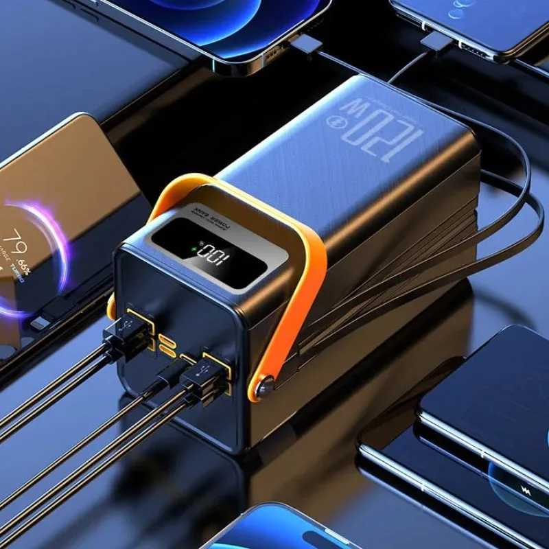 Powerbank Portable Large Capacity Power Bank 5000060000mAh 120WFast Charger with Cable USB C Outdoor Camping for IPhone J251114