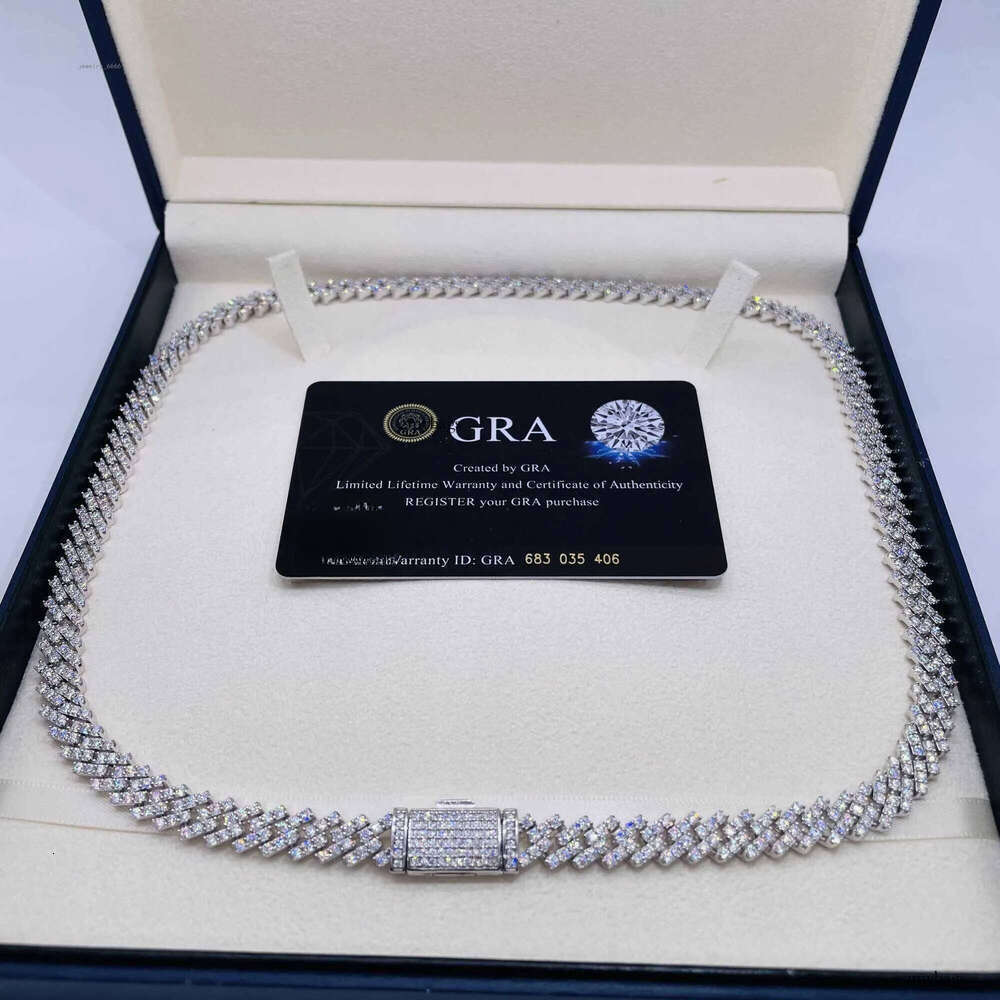 8mm moissanite hiphop chain Sterling Sier Fully VVS Moissanite Cuban Link Chain for women