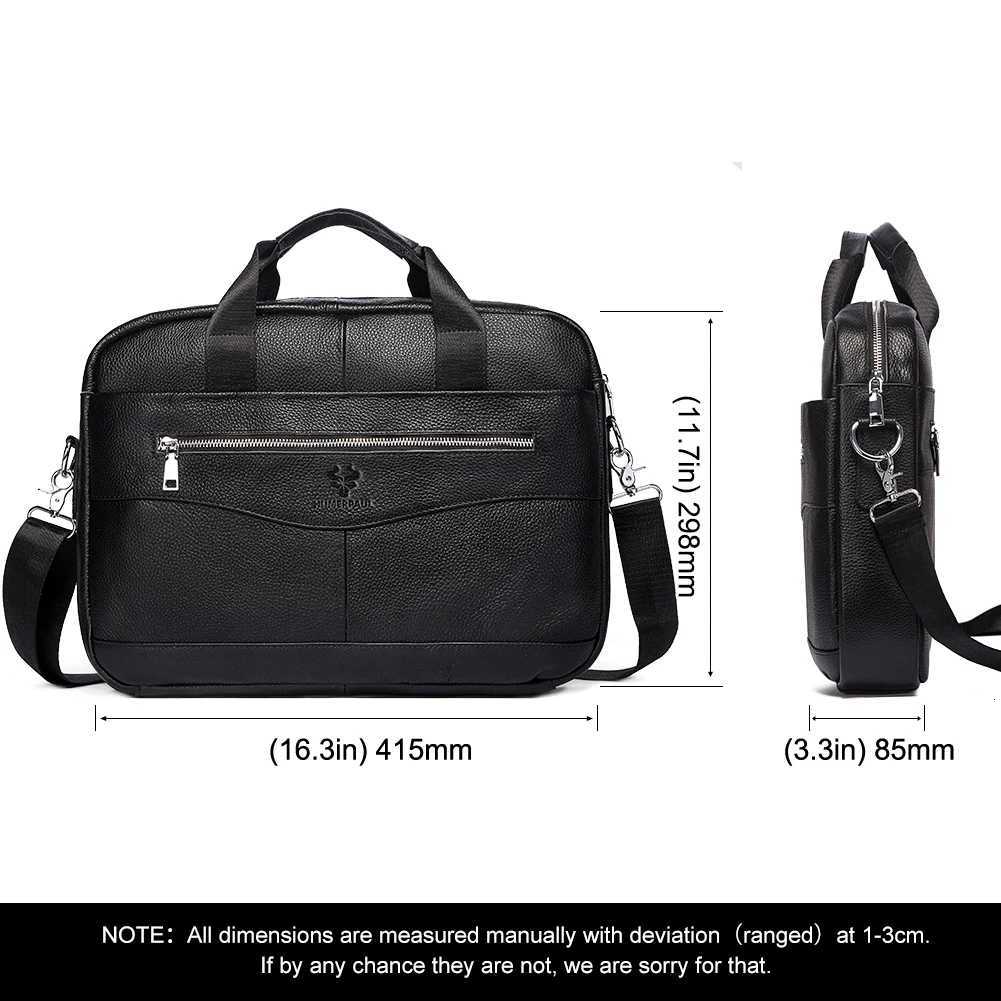 Genuine Leather Mens Briefcase for Work High Quality Laptop Bags Casual Male Shoulder Messenger Top Layer Leather Travel Bags W251022