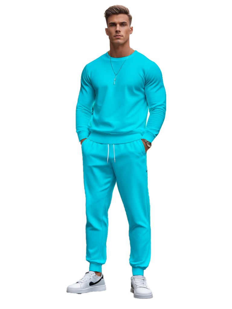 Men's Knitted Cotton Blend Long Sleeve Sweatshirt Brown round Neck Ankle-Length Casual T-Shirt Comfortable Outdoor Wear - YLWY00145