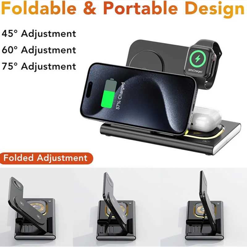 300W Foldable 3 In 1 Wireless Charger Stand Pad Desktop Fast Charging Station For iPhone 16 15 14 13 Watch Airpods J251114