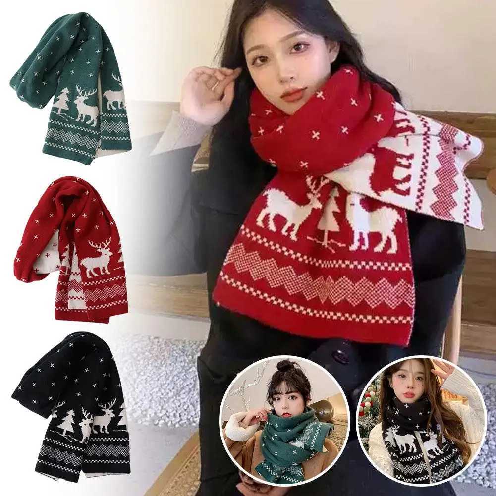 2025 Santa Claus Knitted Red Scarf Womens Autumn And Versatile Winter Scarf Year Student Couple Version New Gift Warm Kore B5W2 J251022