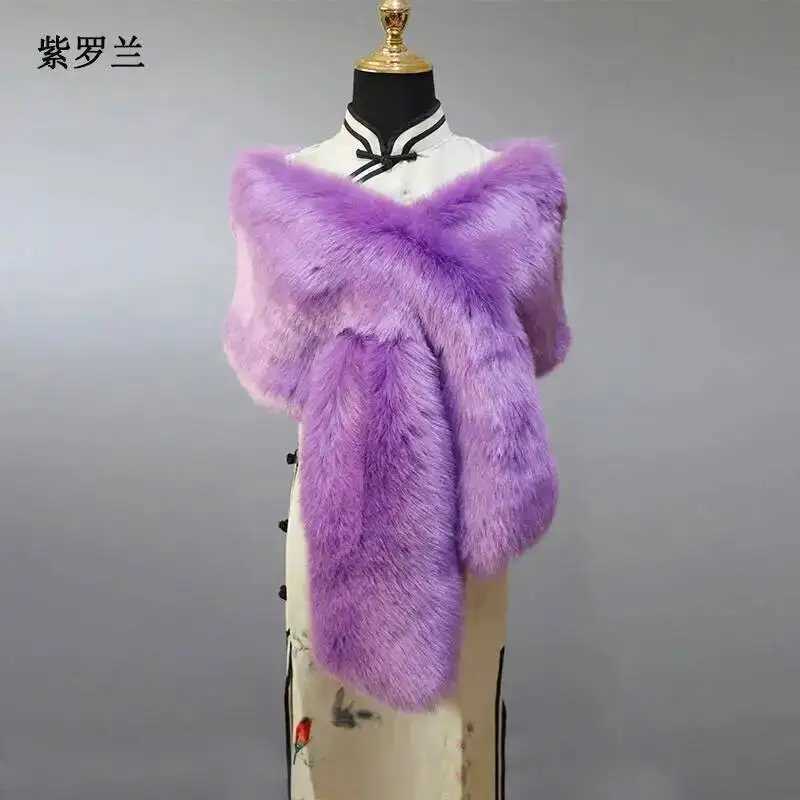 32 Colors 16530cm Women Luxury Warm Faux Fox Fur Shawl Winter Ladies Plush Scarf Wraps Cloak Coat Wedding Long Cape Scarves J251129