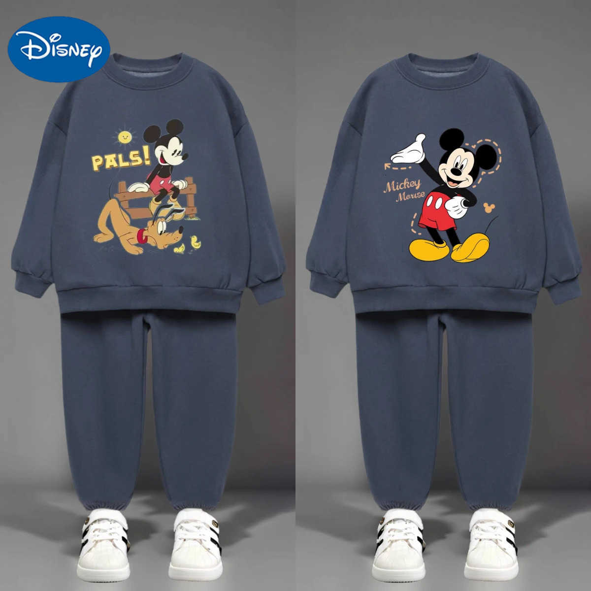 Disney Mickey Pattern Boys Casual Tracksuit Outfits Fashion Loose Cartoon Sweatshirt Pants Kids 2 Piece Set Autumn Clothing New H251022